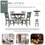 ZUN 5-Piece Round Dining Table and 4 Fabric Chairs with Special-shaped Table Legs and Storage Shelf 15508700