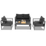 ZUN Aluminum Patio Furniture Set, 4 Pieces Modern Outdoor Conversation Set Sectional Sofa with Cushion 75618099