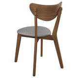 ZUN Natural Walnut and Grey Upholestered Dining Chair B062P153682