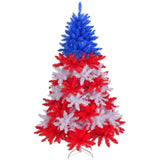 ZUN 6 FT Patriotic Artificial Christmas Tree, Hinged Tree 4th of July Patriotic Decorations with 900 92099137