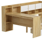 Wooden L-Shape Daybed with Seven Storage Cabinets and Two Storage Drawers, Multi-functional Bed with 67327891