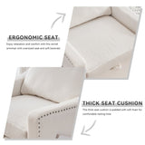 011-Teddy Fabric 360&deg Swivel Accent Chair with Upholstered,One Back Pillow,Armrest with Rivets W527P190834