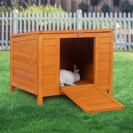 ZUN Small Wood Rabbit Hutch Bunny Cage, Raised Cat House with Ladder for Small Animals W2181P195379