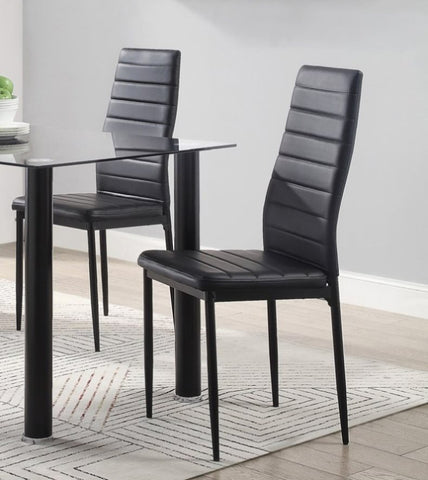 ZUN Modern Style Black Metal Finish Side Chairs 2pc Set Faux Leather Upholstery Contemporary Dining Room B011P156153