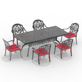 ZUN L82.68*W41.34-inch Cast Aluminum Patio Dining Table with Black Frame and Umbrella Hole W1710P166020