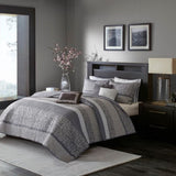 6 Piece Reversible Jacquard Quilt Set with Throw Pillows Grey/Taupe King/Cal King B03597478