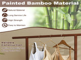 2-in-1 Bamboo Clothing Rack with Rolling Wheels & 60L Storage Basket - Brown 74073480