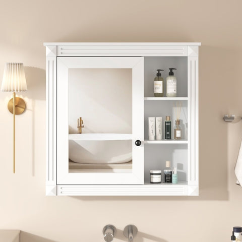 ZUN Bathroom Medicine Cabinet with Mirror, Wall Mounted Mirror Cabinet with Storage Organizer, Over the N710P209436K