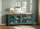 Elegant European Antique Style 4-Door Cabinet with Tempered Glass Doors,for Dining Room,Living W757P232700