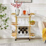 ZUN Painted Three-layer Bar Cart, With Wine Rack And Glass Holder, Suitable for Families And Small 88893934