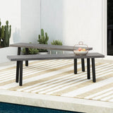 ZUN Pointe Aluminum and Steel Outdoor Dining Bench 69608.00GRYMP2