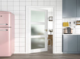 28" X 80"3-Lite Glass Door,Preassembled Frosted Glass French Door,MDF Wood Panel,for Utility Room W5277P522617