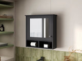 Black Medicine Cabinet with Door and Included Mirror B062P252177