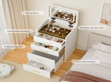 3 in 1 Vanity Desk with open Top Mirror,Small Make Up Vanity Set with Visible Glass Desktop,Compact 00445064