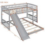 Twin Over Twin Bunk Bed with Slide and Ladder, Gray 44777113