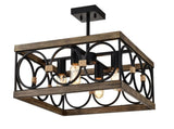 4-Light Square Kitchen Island Lights Ceiling Light Farmhouse Dining Room Light Fixture, Wood and W3596P469831