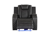 ZUN LED & Power Recliner Chair Made With Faux Leather in Gray 659436262294