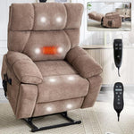 ZUN Brown Heat Massage Dual Motor Infinite Position Up to 350 LBS Large Electric Power Lift Recliners W1803P264024