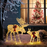 2pcs 4ft 30V 3.6W Moose Family 200LED Leather String Light Garden Moose Decoration Golden 82928292