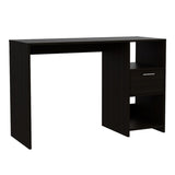 ZUN Black 2-Shelf 1-Drawer Writing Desk B062111636