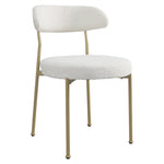 ZUN Boucle Upholstered Dining Chairs with Curved Backrest & Gold Metal Legs Set of 2, Beige W2740P214250