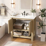 36" Modern Bathroom Vanity with Rectangle Ceramic Sink, Bathroom Cabinet with Large storage space N817P245321N