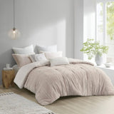 3 Piece Cotton Jacquard Comforter Set Blush Full/Queen B03596418