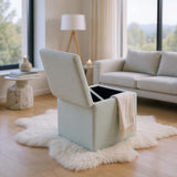 Beige Linen-Textured Storage Ottoman with Black Rubber Feet Compact Square Seat with Hidden 96142875