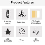 Smart 56" Integrated LED Ceiling Fan with Antique Brown Blades in Matte Black Fan Body Finish W1367P222517