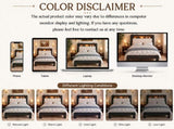 Queen Platform Bed Frame, Black Wood Look Frame with Soft Velvet , Sturdy Wood Slat Support System, W636P557221