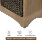 Rustic Storage Cabinet with Two Drawers and Four Classic Rattan Basket for Dining Room/Living Room 94374458