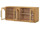 TREXM 4-Door Large Storage Sideboard Buffet Cabinet with Glass Doors, Arched Cabinet with Adjustable N715P290642E