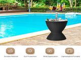 Black Outdoor Imitation Rattan Ice Cooler Side Table 8Gal 2-Height Adjustable with Drain Plug 19316961