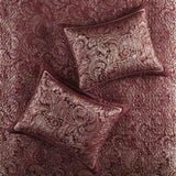 5 Piece Jacquard Bedspread Set with Throw Pillows Burgundy Queen B035129012