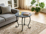 14" Metal Side Table, Indoor Outdoor Decorative End Table X-Base Heavy Duty Plant Stand for Patio 06088239