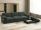 96.5'' Chenille Sectional Sofa with Storage Ottoman and Pockets,Adjustable Phone Holder,Wide,4 62355907