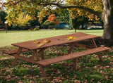 8-Person Rectangle Wooden Picnic Table, Outdoor Camping Dining Table with 2 Seats, Garden, DIY w/2 08420818