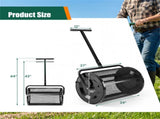 27"16" Lawn Fertilizer Spreader with Diamond Mesh Clump-Free Garden Compost Spreader - Black 02053492