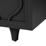 U_STYLE Stylish Storage Cabinet Sideboard Wooden Cabinet with Embossed Curved Doors,Suitable for N711P205936B