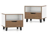 2-Pack Color Blocking Nightstands - 3-Tier Storage , Unique Wood Grain 08509714