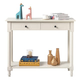 ZUN 2-Tier Console Table with 2 Drawers, Console Tables for, Sofa Table with Storage Shelves, 12371188