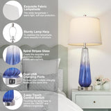 Table Lamps Set of 2 with Touch Control, 3-Way Dimmable Modern Glass Bedside Lamps with USB AC W3355P337837