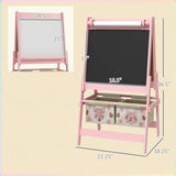 Art Easel with Paper Roll, Blackboard, Whiteboard, Storage, Pink 71861754