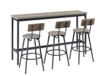 ZUN Long Bar Table Set with 3 PU Upholstered Bar Stools, Industrial Bar Table and Chairs for Kitchen 45344353