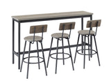 Long Bar Table Set with 3 PU Upholstered Bar Stools, Industrial Bar Table and Chairs for Kitchen W1668P147058