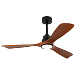 Hot sales 52 Inch Modern Black Ceiling Fan With Light 3 Solid Wood Blades Remote Control Reversible W2991P338635