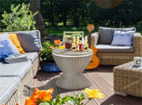 Brown Outdoor Imitation Rattan Ice Cooler Side Table 8Gal 2-Height Adjustable with Drain Plug 82248654