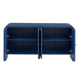 U_Style Luxury Multi-Functional MDF Sideboard woven Wood Slat Doors, Tiered Stepped Design & N711P269061V