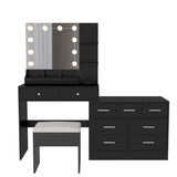 ZUN Large Makeup Vanity with Lights, Vanity Table with Charging Station, Vanity Desk with Mirror and 10 85628342