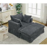 47.7'' Oversized Corduroy Chaise Longue with Ottoman, Deep Seat Reclining Chair Sofa, W1628P206064